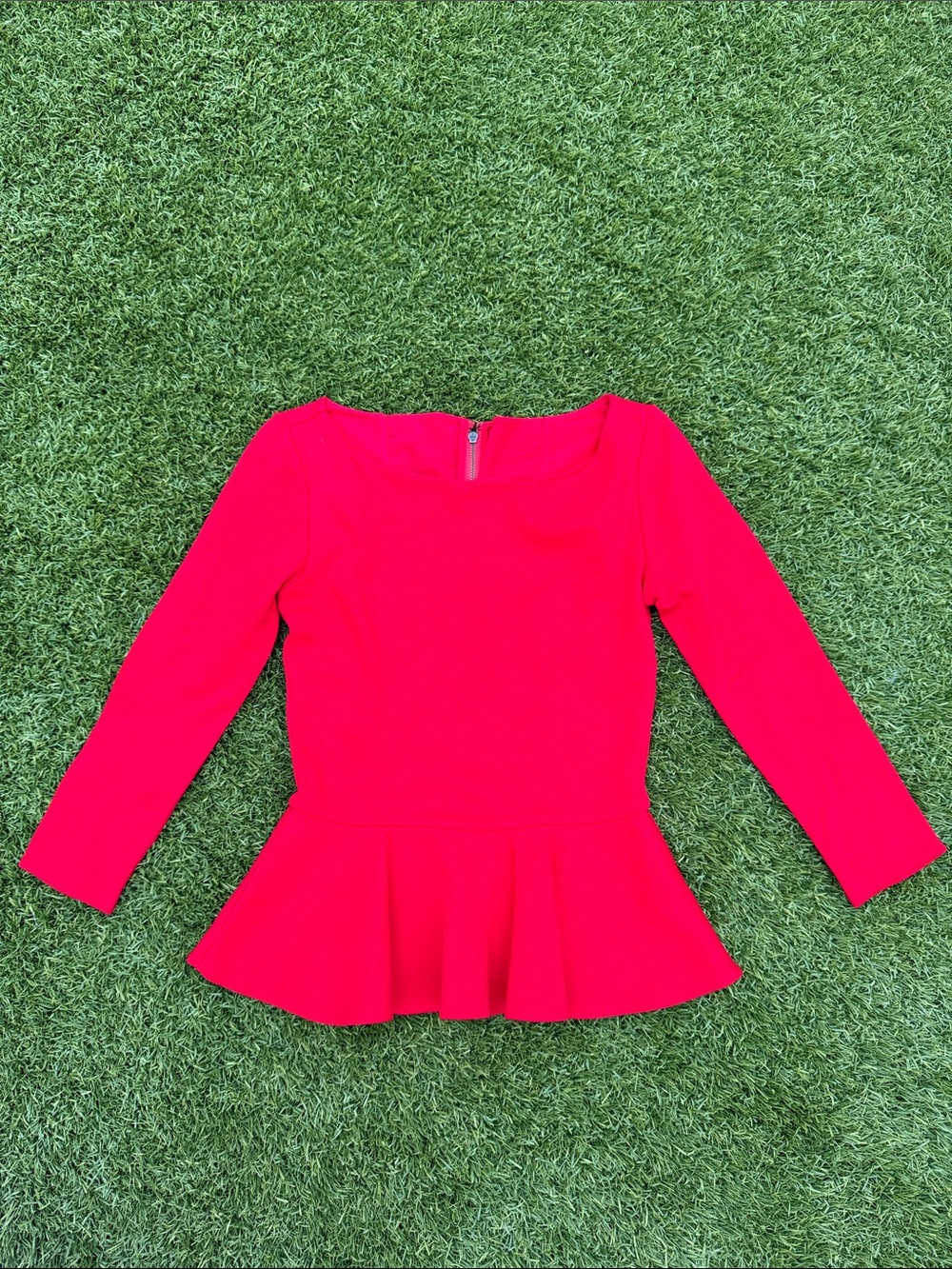 Alice + Olivia Hot Pink Long Sleeve Peplum Top